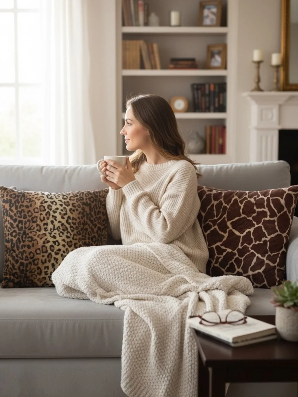 Animal Print Throw Pillows Set Leopard Giraffe 12” Decor Pair